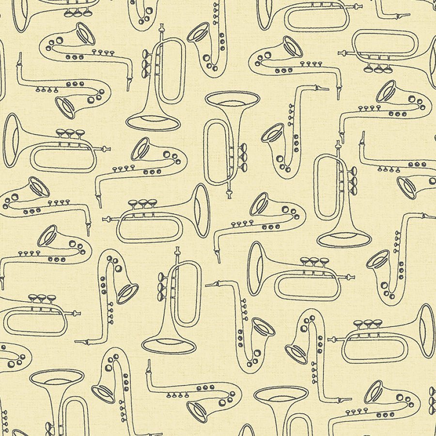 Feeling Jazzy Duet Ivory Black – Remnant 33″ × 44″ - Windham from Fort Worth Fabric Studio