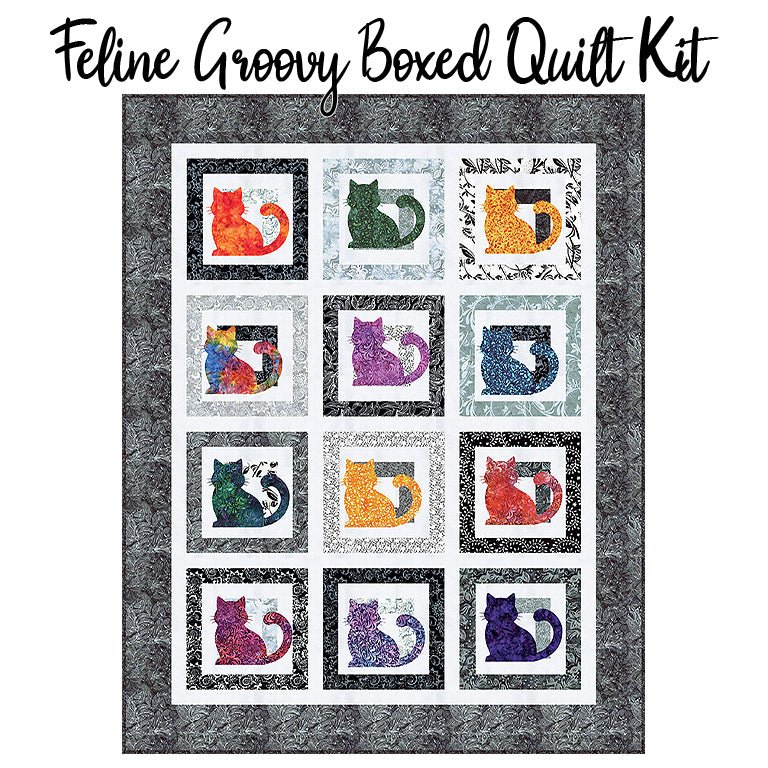 Feline Groovy Boxed Quilt with Blooms at Dusk Batiks from Riley Blake - Riley Blake from Fort Worth Fabric Studio