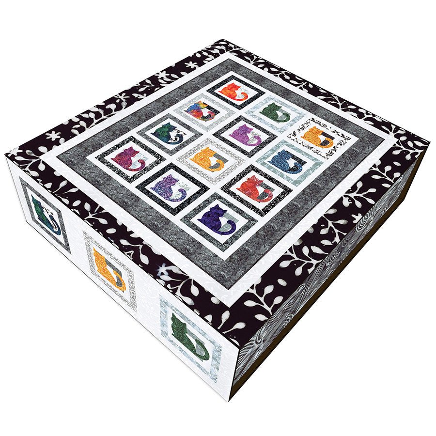 Feline Groovy Boxed Quilt with Blooms at Dusk Batiks from Riley Blake - Riley Blake from Fort Worth Fabric Studio