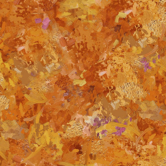 First Snow Leaves Texture Orange - Northcott from Fort Worth Fabric Studio