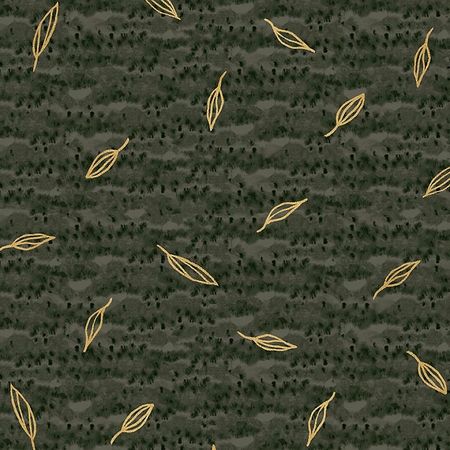 Flora & Form Sprig Phthalo Green Metallic – Remnant 12″ × 44″ - Windham from Fort Worth Fabric Studio