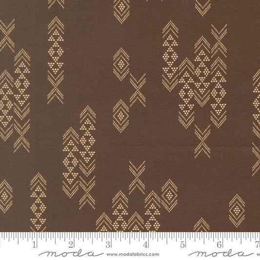Flora & Thread Embellished Stripes Coffee - Moda from Fort Worth Fabric Studio