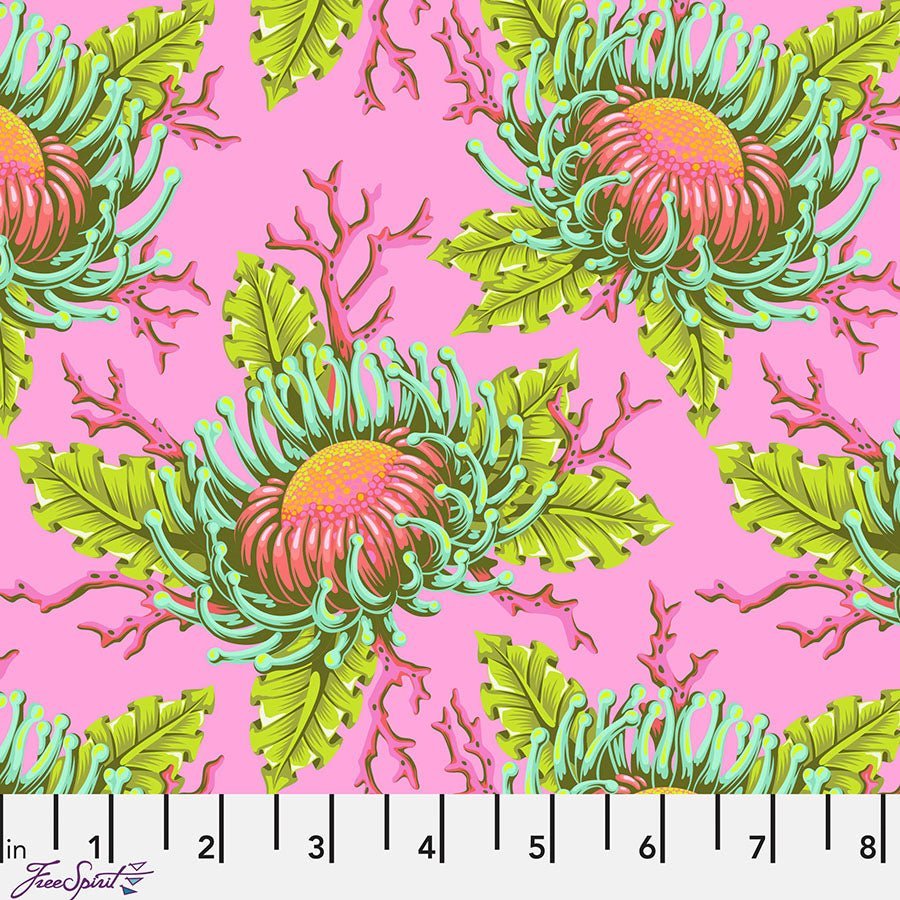 Floral Reef Friends & Anemones Coralline – Remnant 26" × 44" - Free Spirit from Fort Worth Fabric Studio