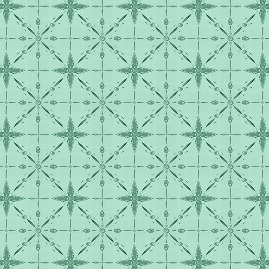Floralscape Star Grid Teal - Wilmington Prints from Fort Worth Fabric Studio