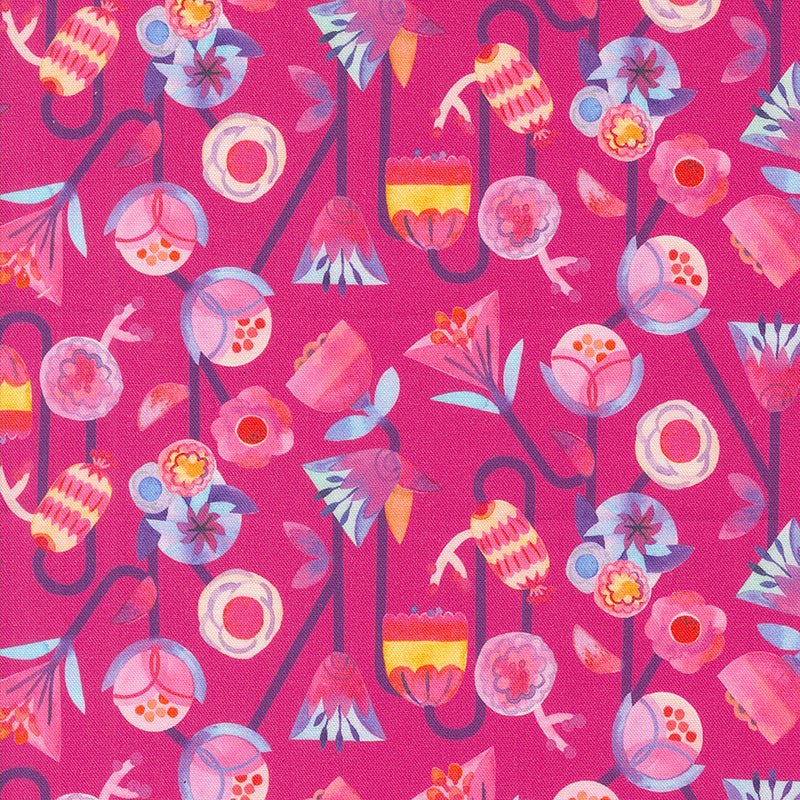 Flower Patches Candy Flowers Raspberry – Remnant 14″ × 44″