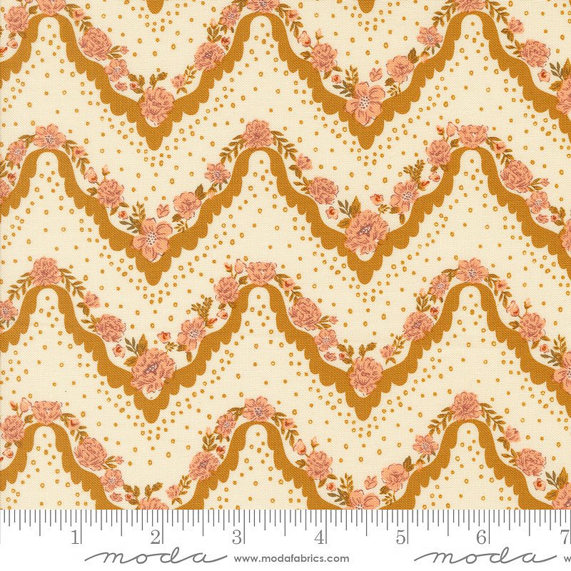 Foraged, Found, & Hand Me Down Floral Stripes Caramel - Moda from Fort Worth Fabric Studio