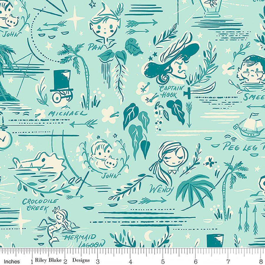 Forever Neverland Map Songbird – Remnant 9″ × 44″ - Riley Blake from Fort Worth Fabric Studio