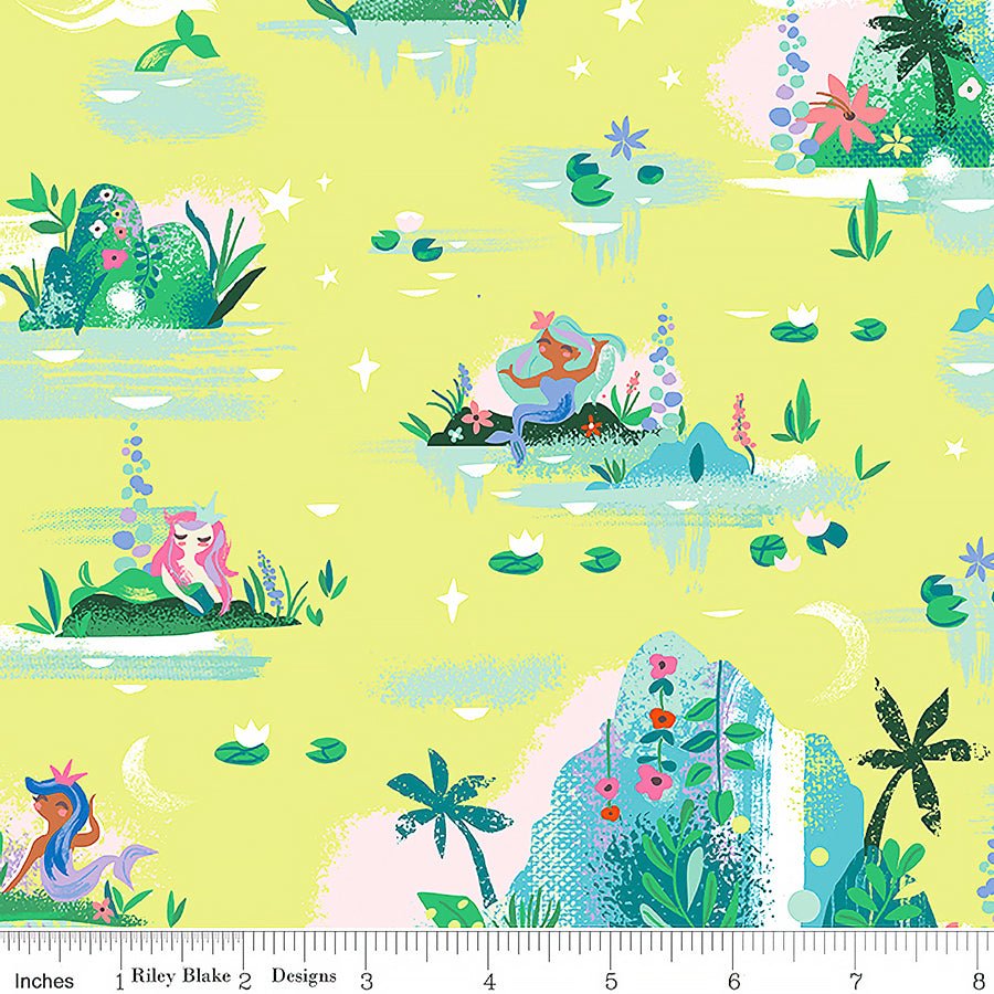 Forever Neverland Mermaid Lagoon Lemongrass – Remnant 10" × 44"