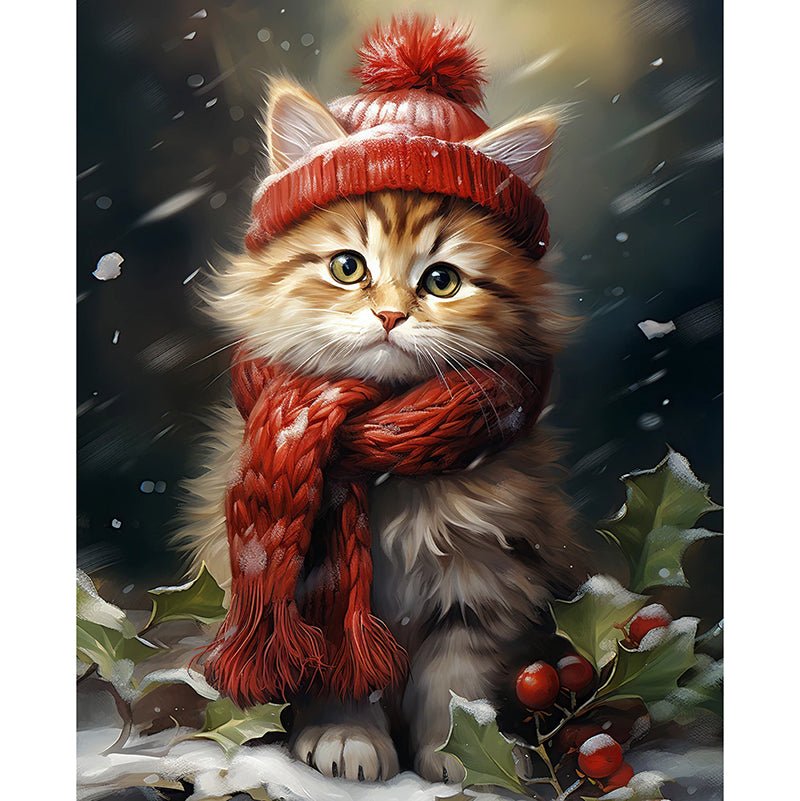 Four Seasons Christmas Kitten 36" Panel 3 - David Textiles from Fort Worth Fabric Studio