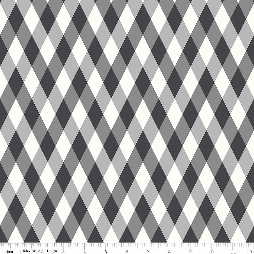 Frank & Friends Diamonds Black – Remnant 25″ × 44″ - Riley Blake from Fort Worth Fabric Studio
