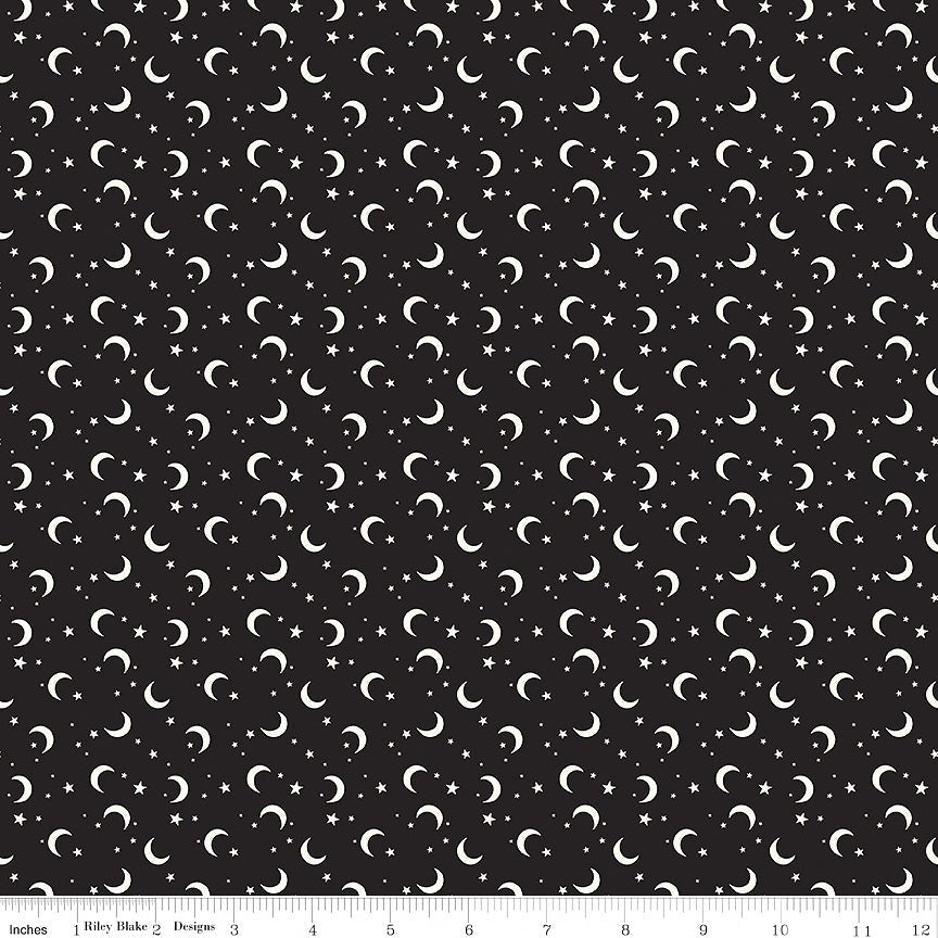 Frank & Friends Glow in the Dark Moon & Stars Black – Remnant 9″ × 44″