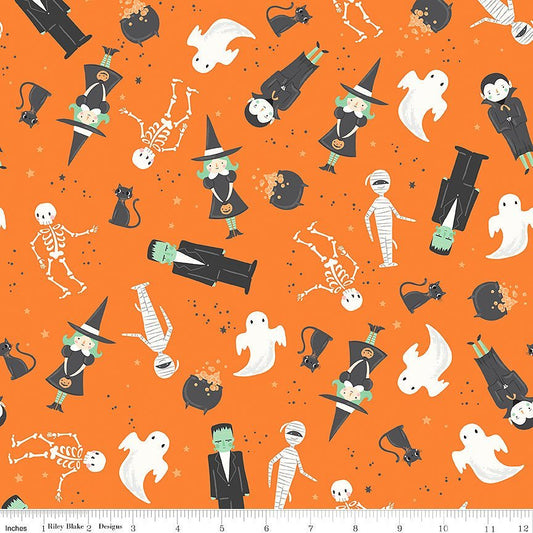 Frank & Friends Main Orange – Remnant 41″ × 44″ - Riley Blake from Fort Worth Fabric Studio