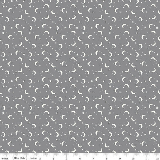 Frank & Friends Moon & Stars Gray - Riley Blake from Fort Worth Fabric Studio