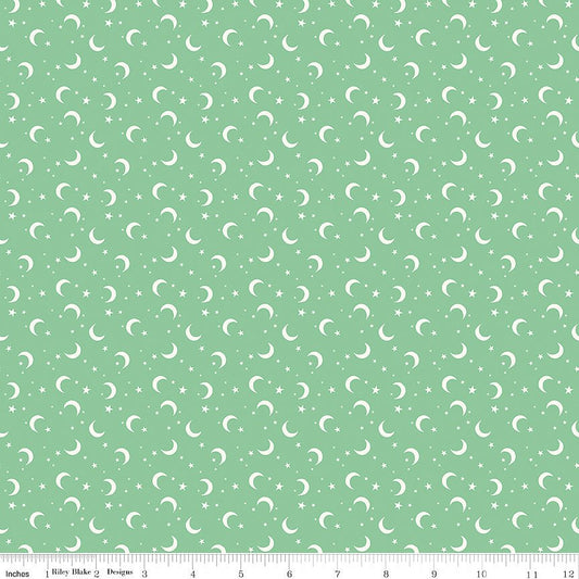 Frank & Friends Moon & Stars Green - Riley Blake from Fort Worth Fabric Studio
