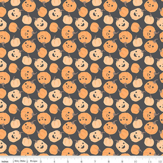 Frank & Friends Pumpkins Charcoal - Riley Blake from Fort Worth Fabric Studio
