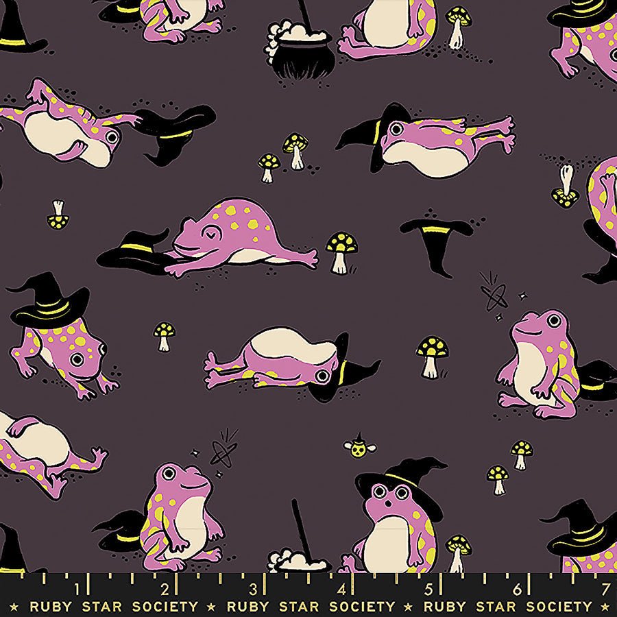 Freaky Familiars Frog Witch Mushrooms Eggplant – Remnant 39" × 44"