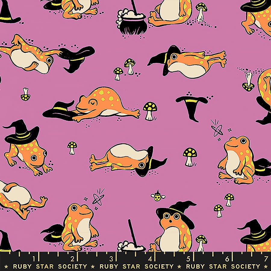 Freaky Familiars Frog Witch Mushrooms Heliotrope - Ruby Star Society from Fort Worth Fabric Studio