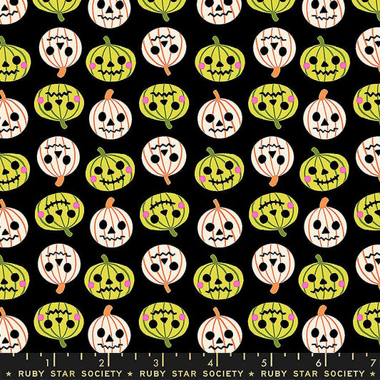 Freaky Familiars Jack O Lanterns Black - Ruby Star Society from Fort Worth Fabric Studio