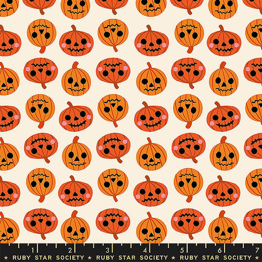 Freaky Familiars Jack O Lanterns Orange - Ruby Star Society from Fort Worth Fabric Studio