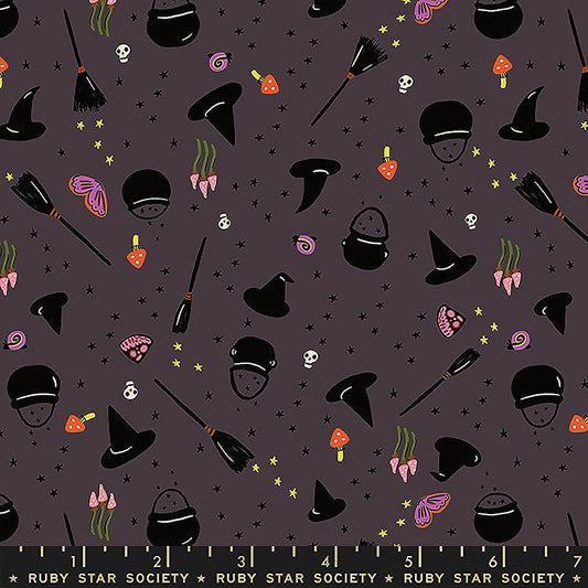 Freaky Familiars Witch Toss Eggplant - Ruby Star Society from Fort Worth Fabric Studio