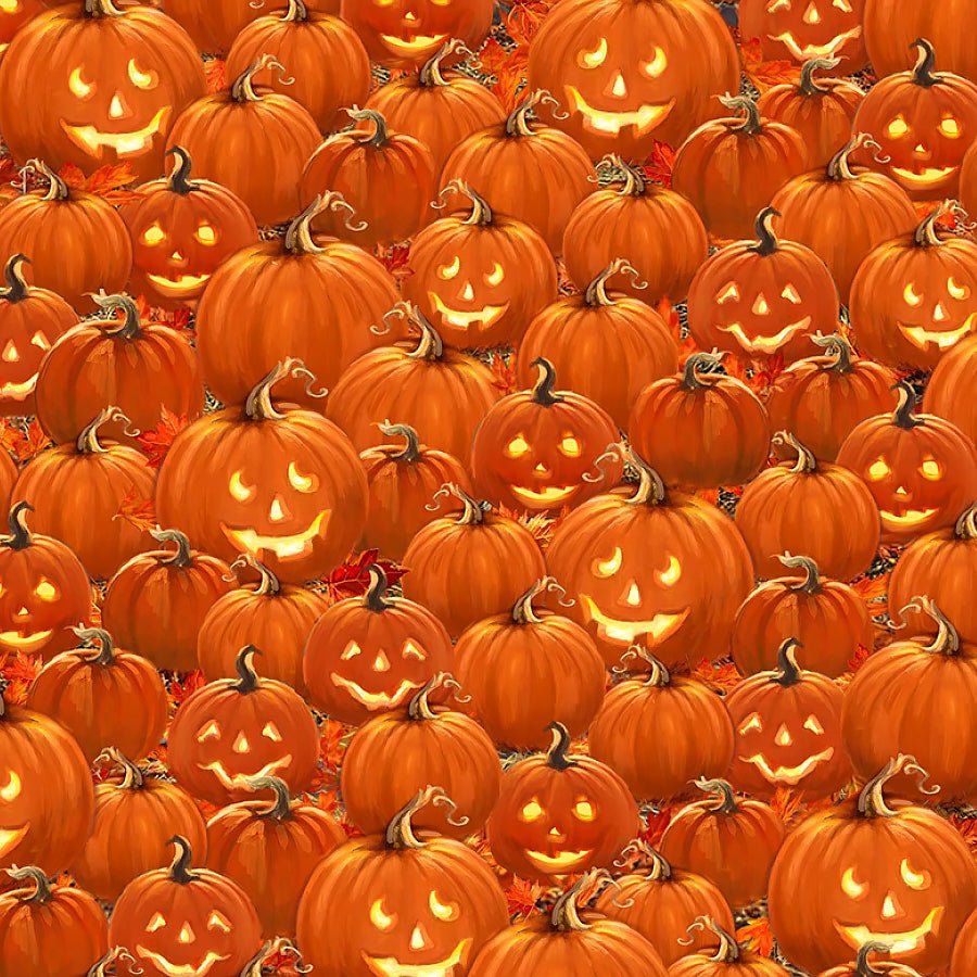 Fright Night Packed Jack o' Lanterns Orange – Remnant 54" × 44"