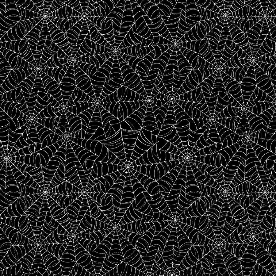Fright Night Spider Webs Black - Timeless Treasures from Fort Worth Fabric Studio