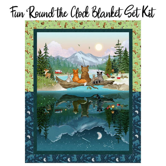 Fun 'Round the Clock Blanket Set Kit with Happy Campers Minky from Henry Glass - Henry Glass from Fort Worth Fabric Studio