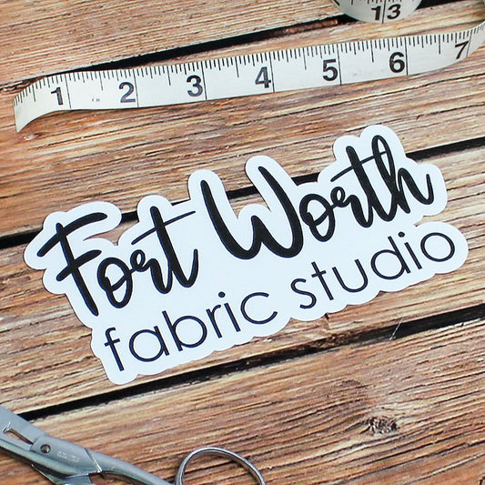 FWFS Logo Sticker 6" X 3" - Ohana Original Crafts from Fort Worth Fabric Studio