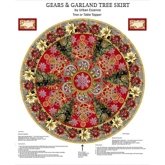 Gears & Garland 36" Skirt Panel Red - Blank Quilting from Fort Worth Fabric Studio