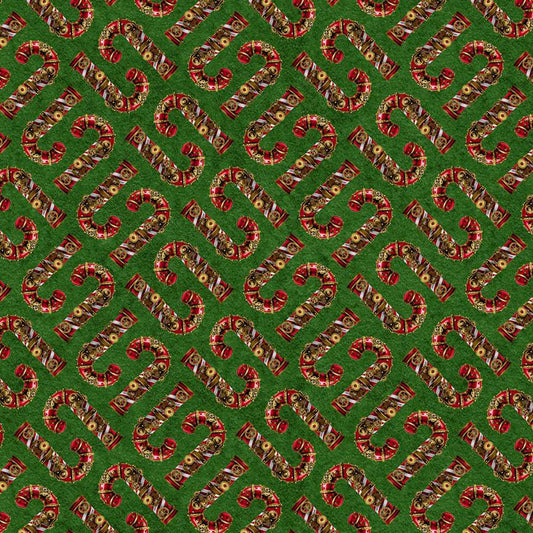 Gears & Garland Candy Canes Green - Blank Quilting from Fort Worth Fabric Studio