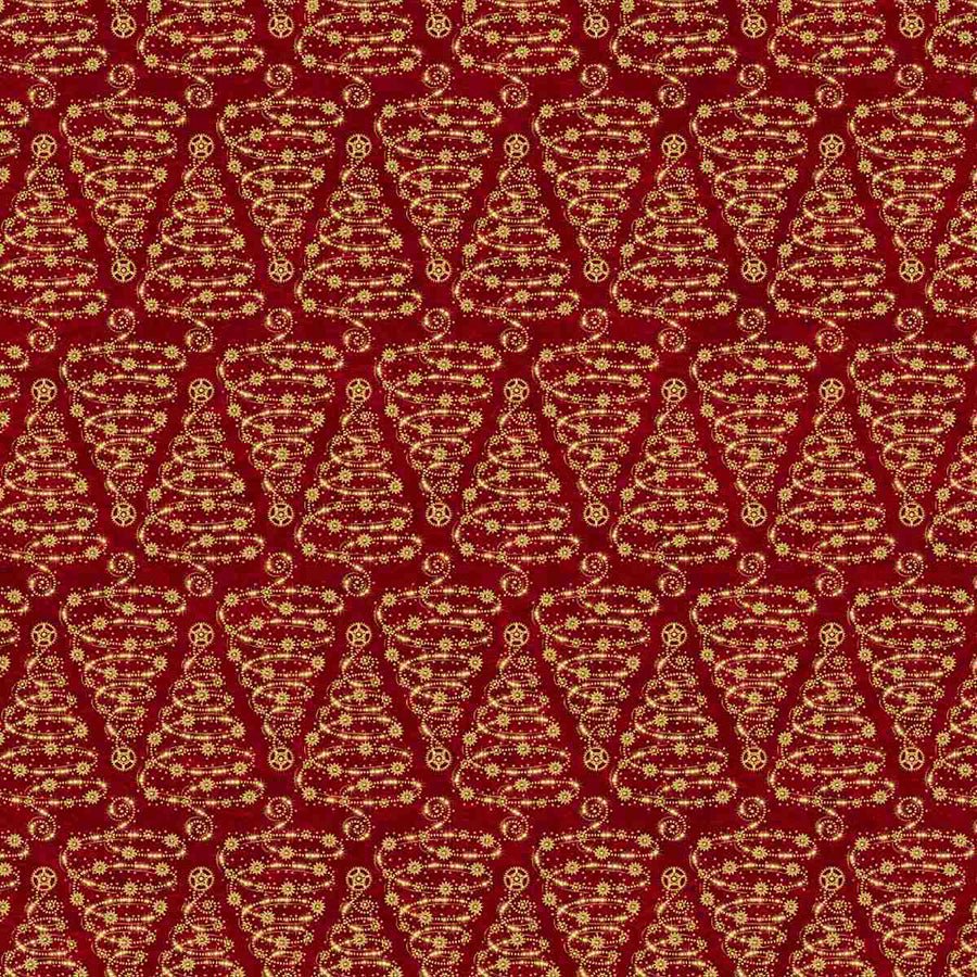 Gears & Garland Christmas Trees Red – Remnant 15″ × 44″
