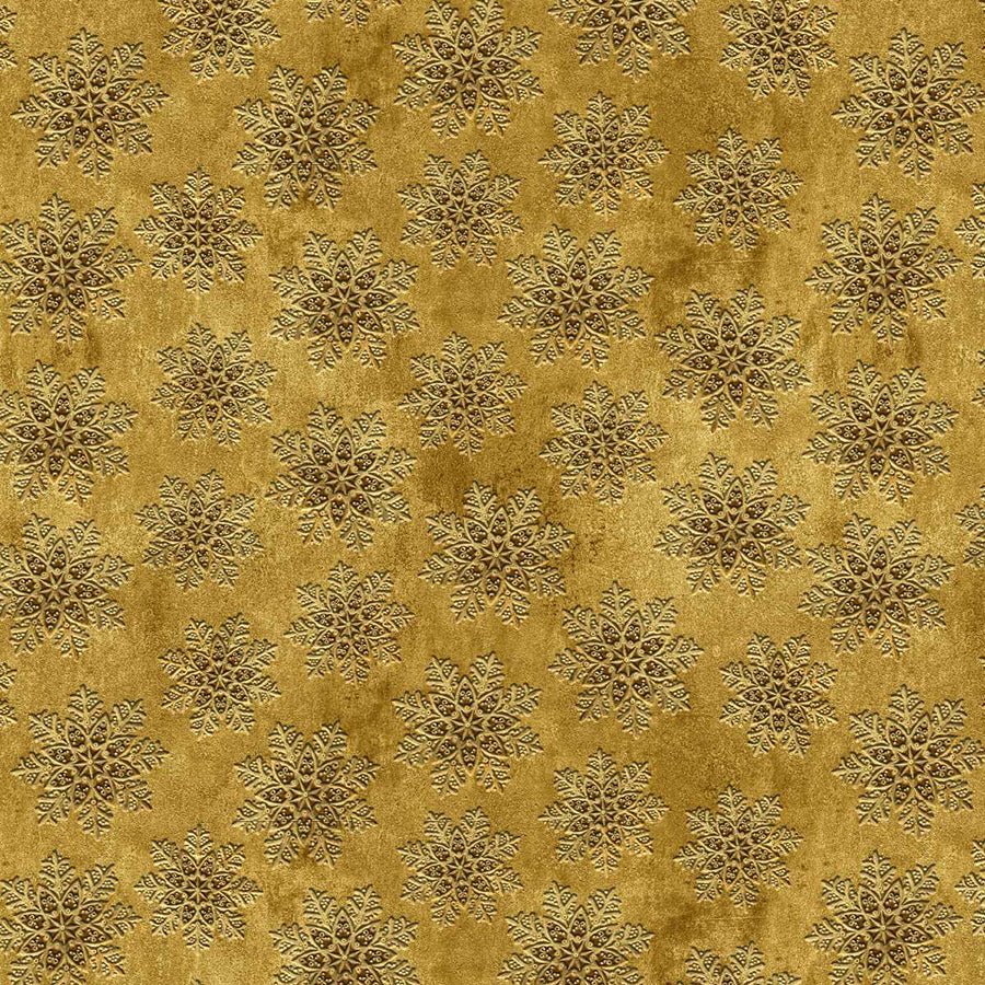 Gears & Garland Snowflakes Gold – Remnant 31″ × 44″