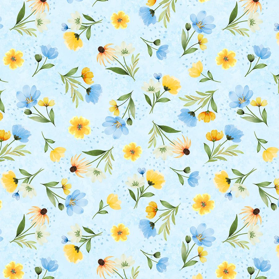 Gentle Meadow Floral Light Blue - Wilmington Prints from Fort Worth Fabric Studio