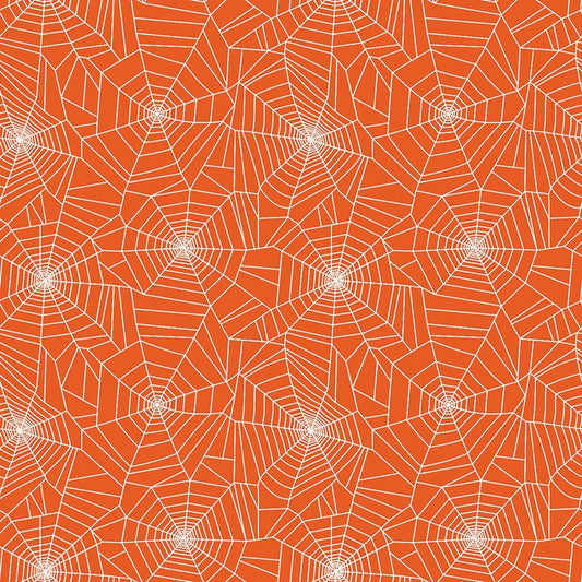 Ghostly Soiree Ghostly Cobwebs Orange - Benartex from Fort Worth Fabric Studio