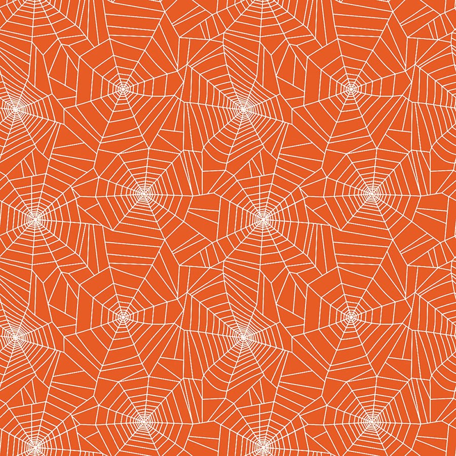 Ghostly Soiree Ghostly Cobwebs Orange – Remnant 24" × 44"