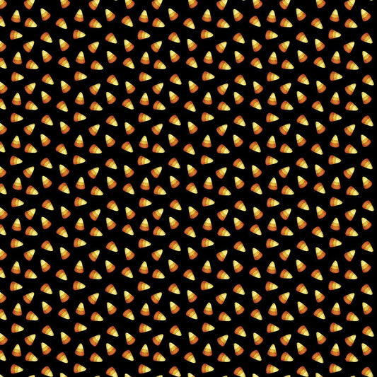 Ghostly Soiree Sweet Candy Corn Black - Benartex from Fort Worth Fabric Studio