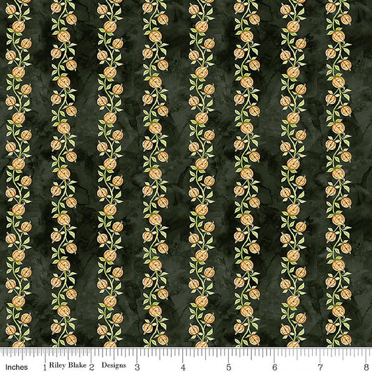 Ghoul Friends Pumpkin Vine Black – Remnant 32″ × 44″ - Riley Blake from Fort Worth Fabric Studio