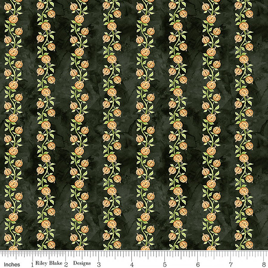 Ghoul Friends Pumpkin Vine Black – Remnant 32″ × 44″