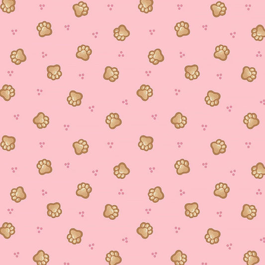 Ginger Cat Christmas Gingerbread Cat Paws Pink - Timeless Treasures from Fort Worth Fabric Studio