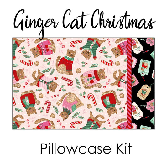 Ginger Cat Christmas Pillowcase Kit from Timeless Treasures - Timeless Treasures from Fort Worth Fabric Studio