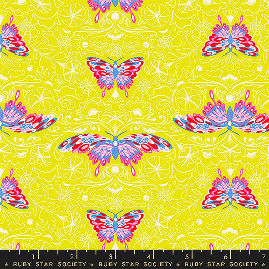 Glow Garden Floral Moths Natural - Ruby Star Society from Fort Worth Fabric Studio