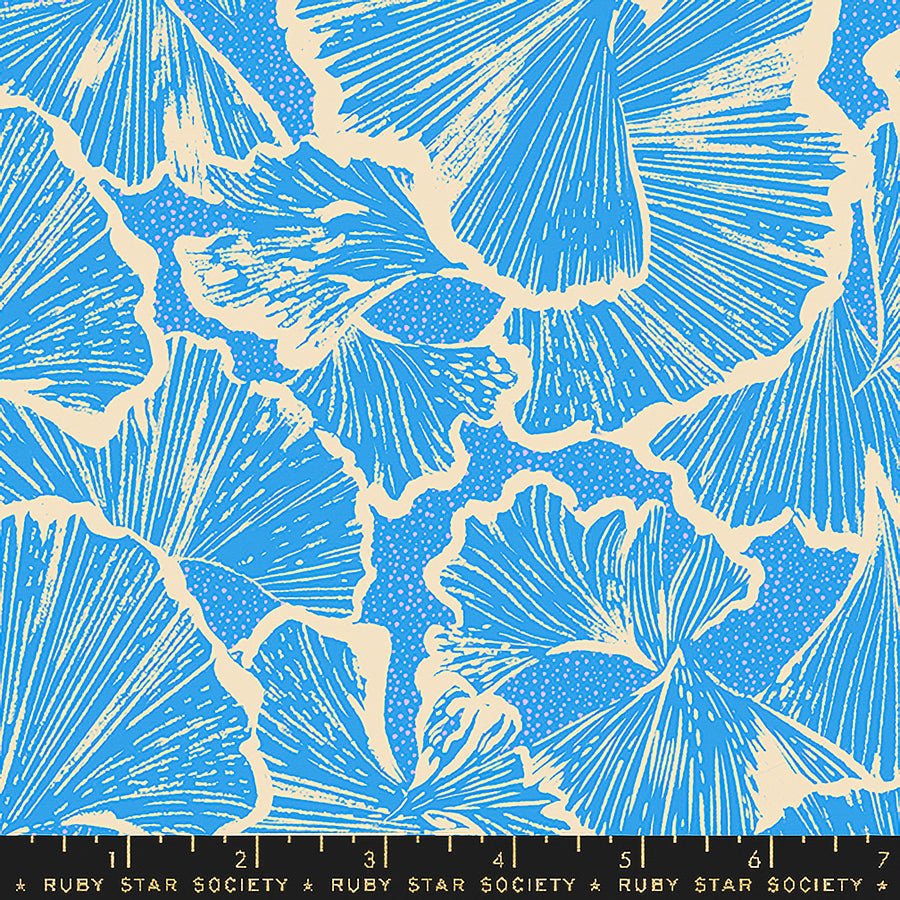 Glow Garden Ginko Florals Lindley Blue - Ruby Star Society from Fort Worth Fabric Studio