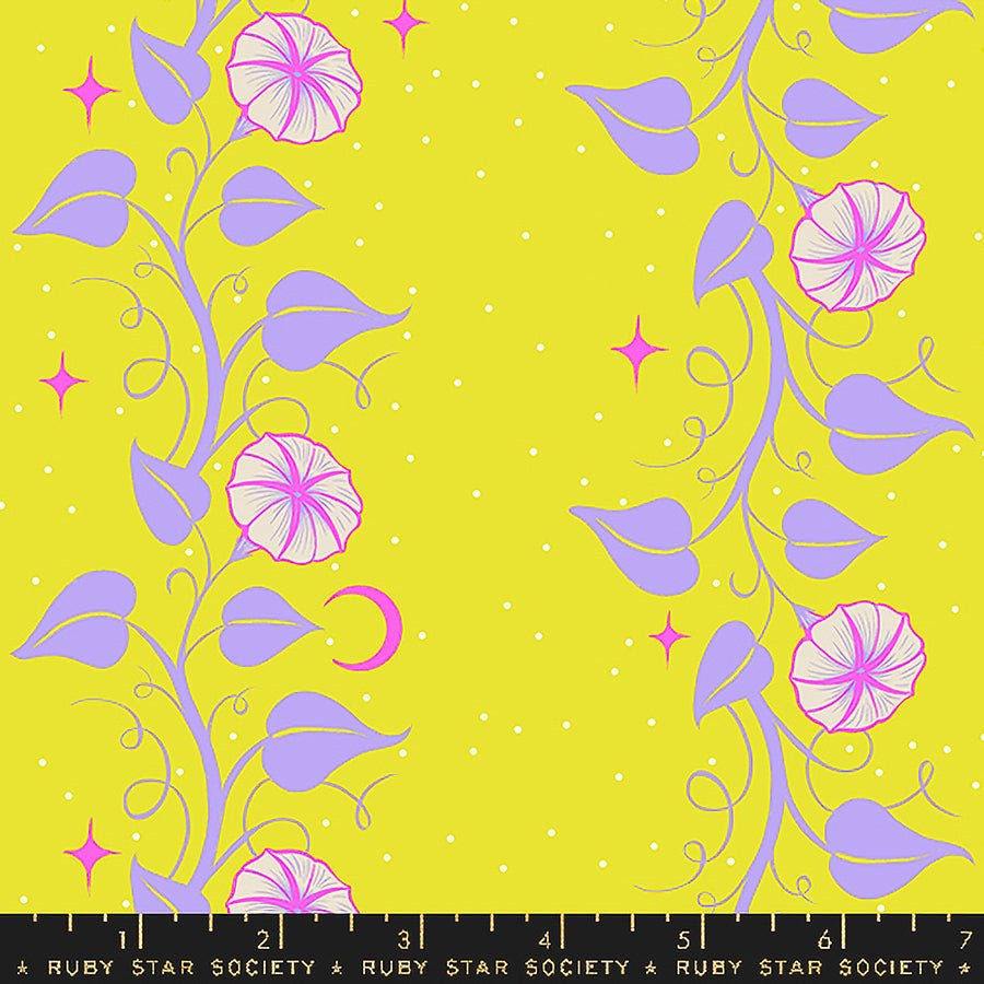 Glow Garden Moon Vines Citron - Ruby Star Society from Fort Worth Fabric Studio