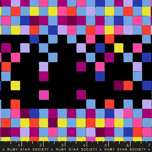 Glow Garden Pixel Squares Black - Ruby Star Society from Fort Worth Fabric Studio