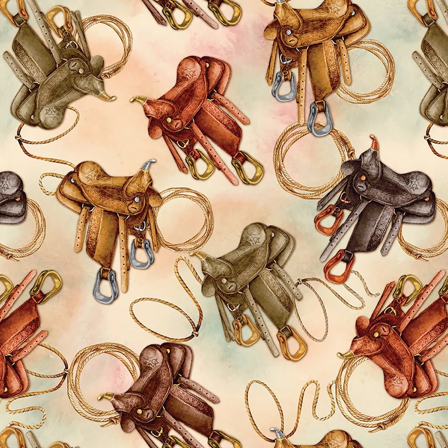 Gone Country Saddle Up Multi - Benartex from Fort Worth Fabric Studio