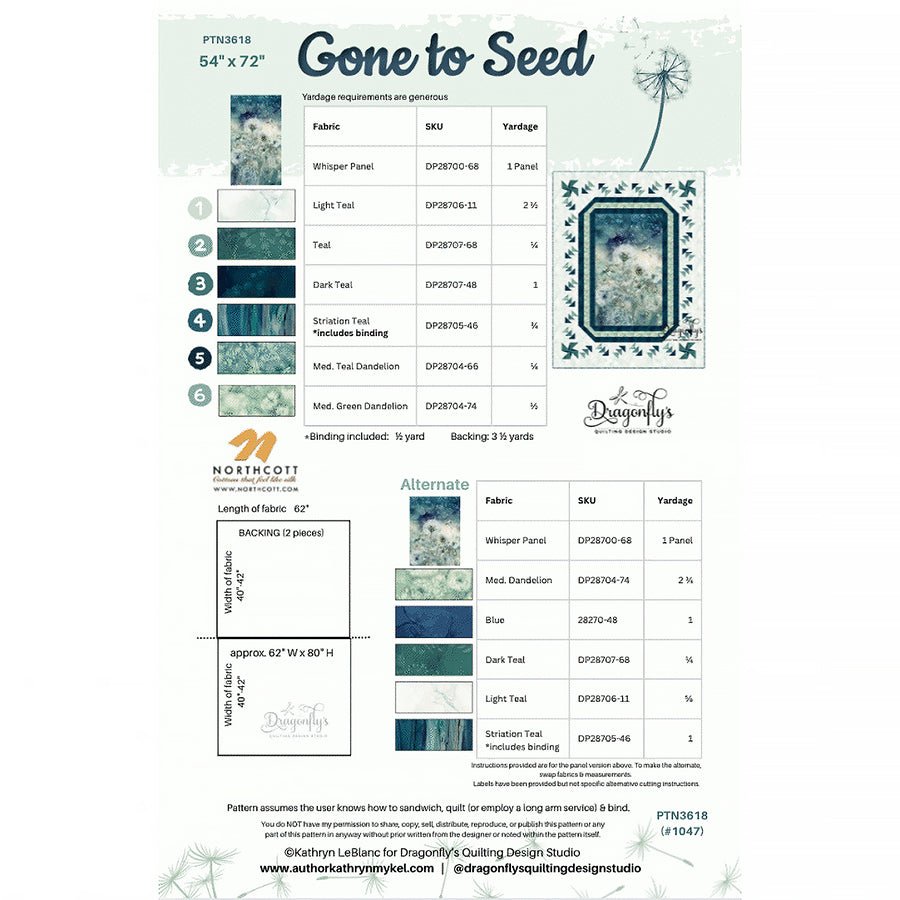 Gone to Seed Quilt Pattern by Dragonfly's Quilting Design Studio - Dragonfly's Quilting Design Studio