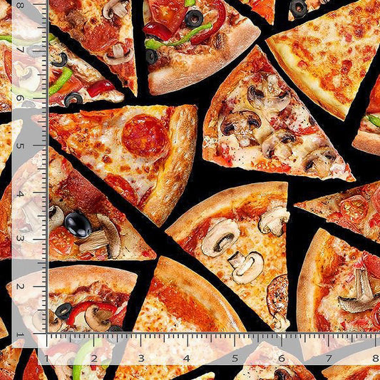 Got the Munchies Tossed Pizza Slices - Timeless Treasures from Fort Worth Fabric Studio