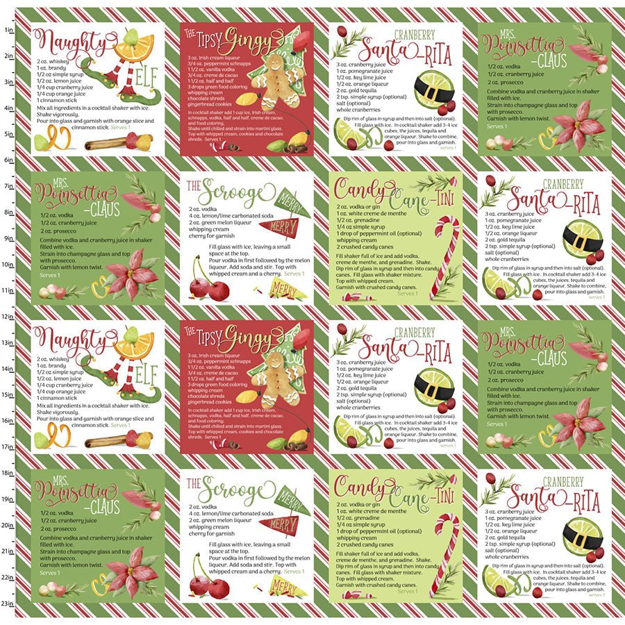 Happy Alcoholidays 23" Merry Mixology Panel Multi - 3 Wishes Fabric from Fort Worth Fabric Studio