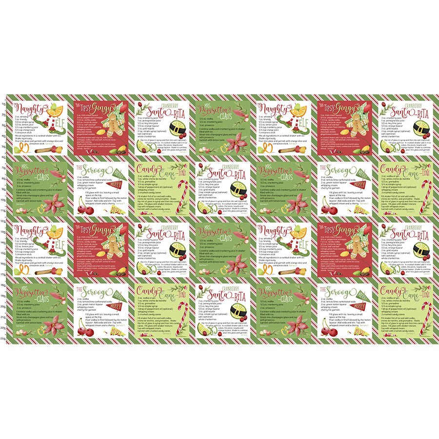 Happy Alcoholidays 23" Merry Mixology SHORT Panel Multi – Remnant 11″ × 44″