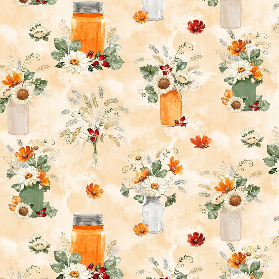 Harvest Blooms Harvest All Over Cream - Wilmington Prints from Fort Worth Fabric Studio